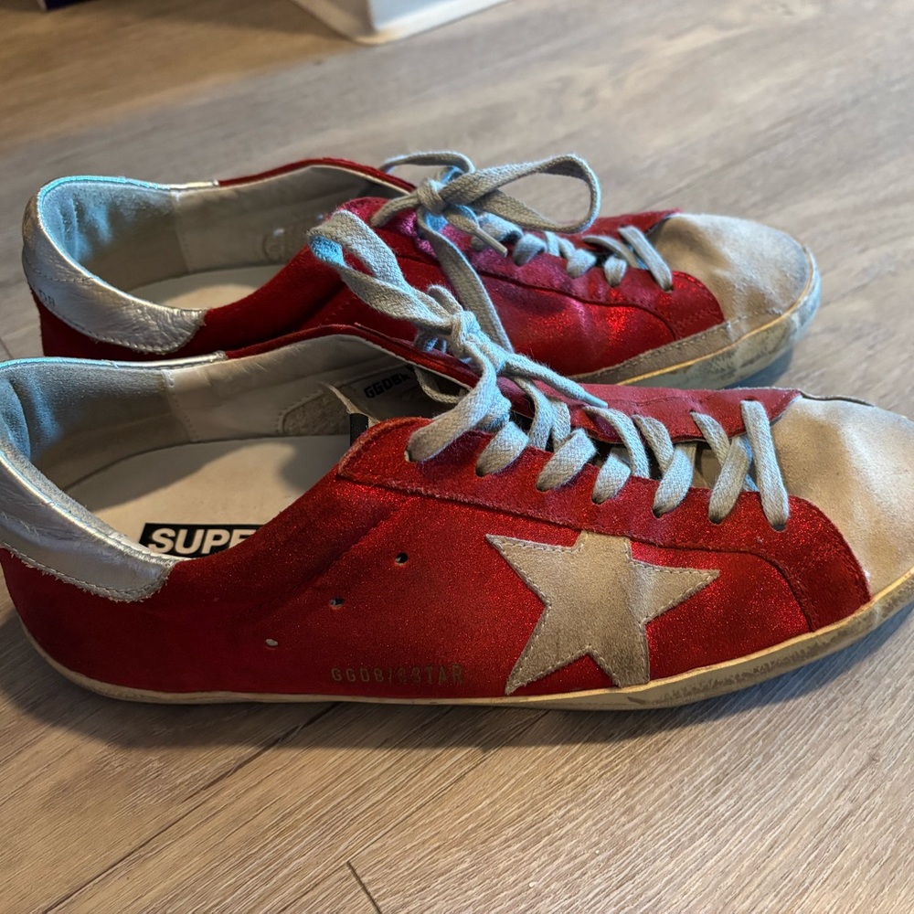 Golden goose Red and Silver Superstar Sneakers